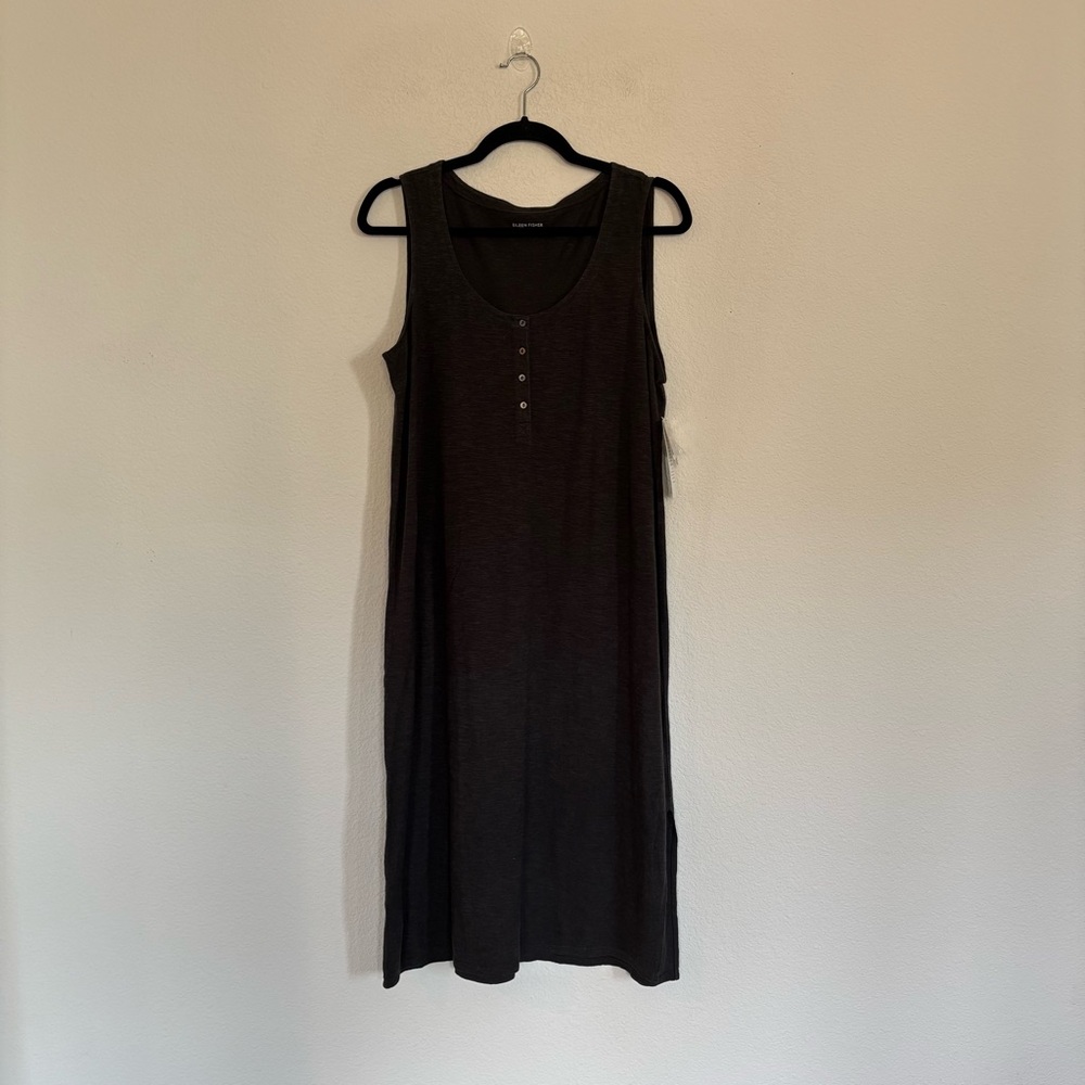 Eileen Fisher Hemp Twist Henley Tank Dress NWT